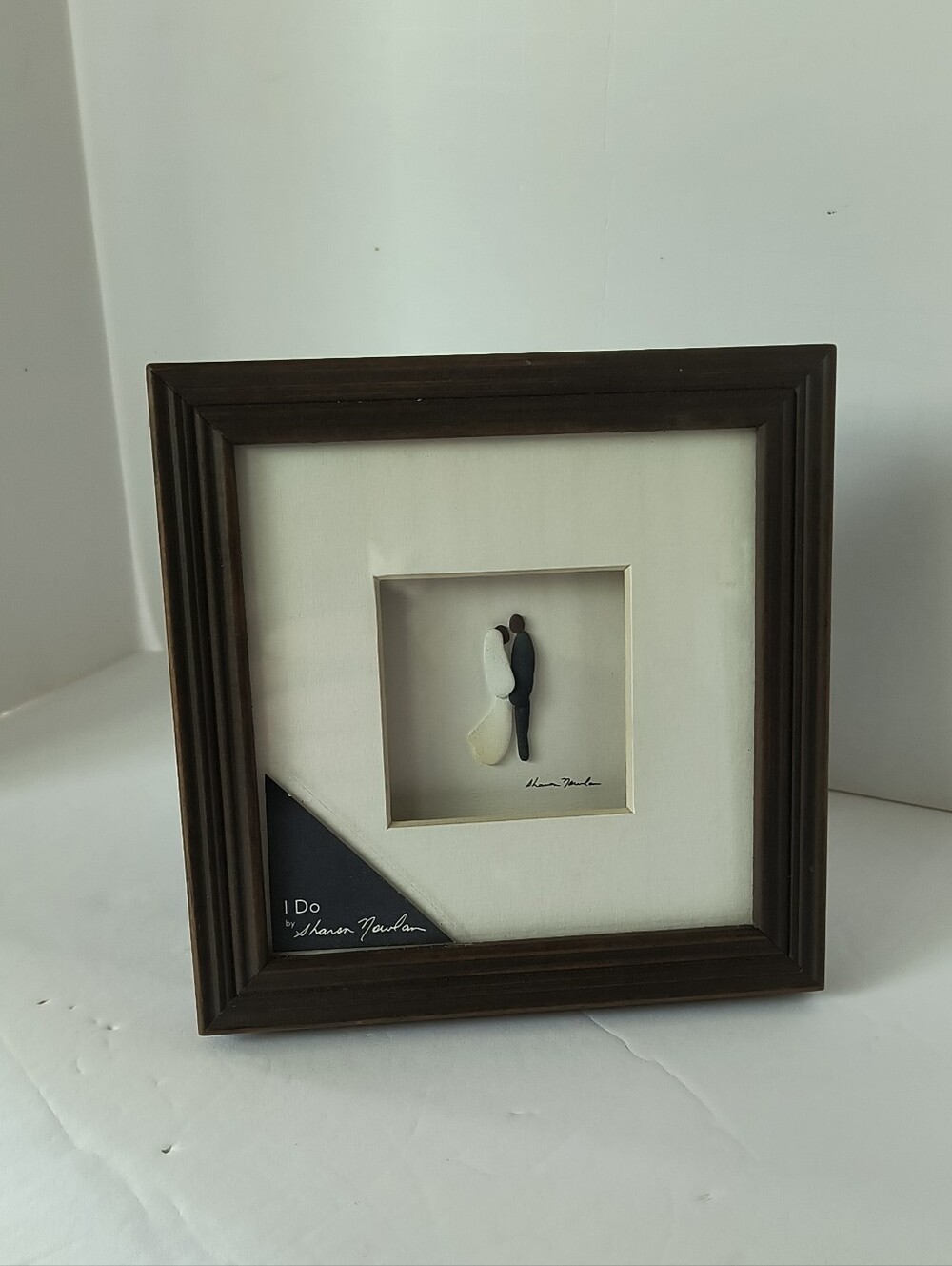 Demdaco Dark Brown and Cream 'I Do' Framed Art With Tags 6"×6"